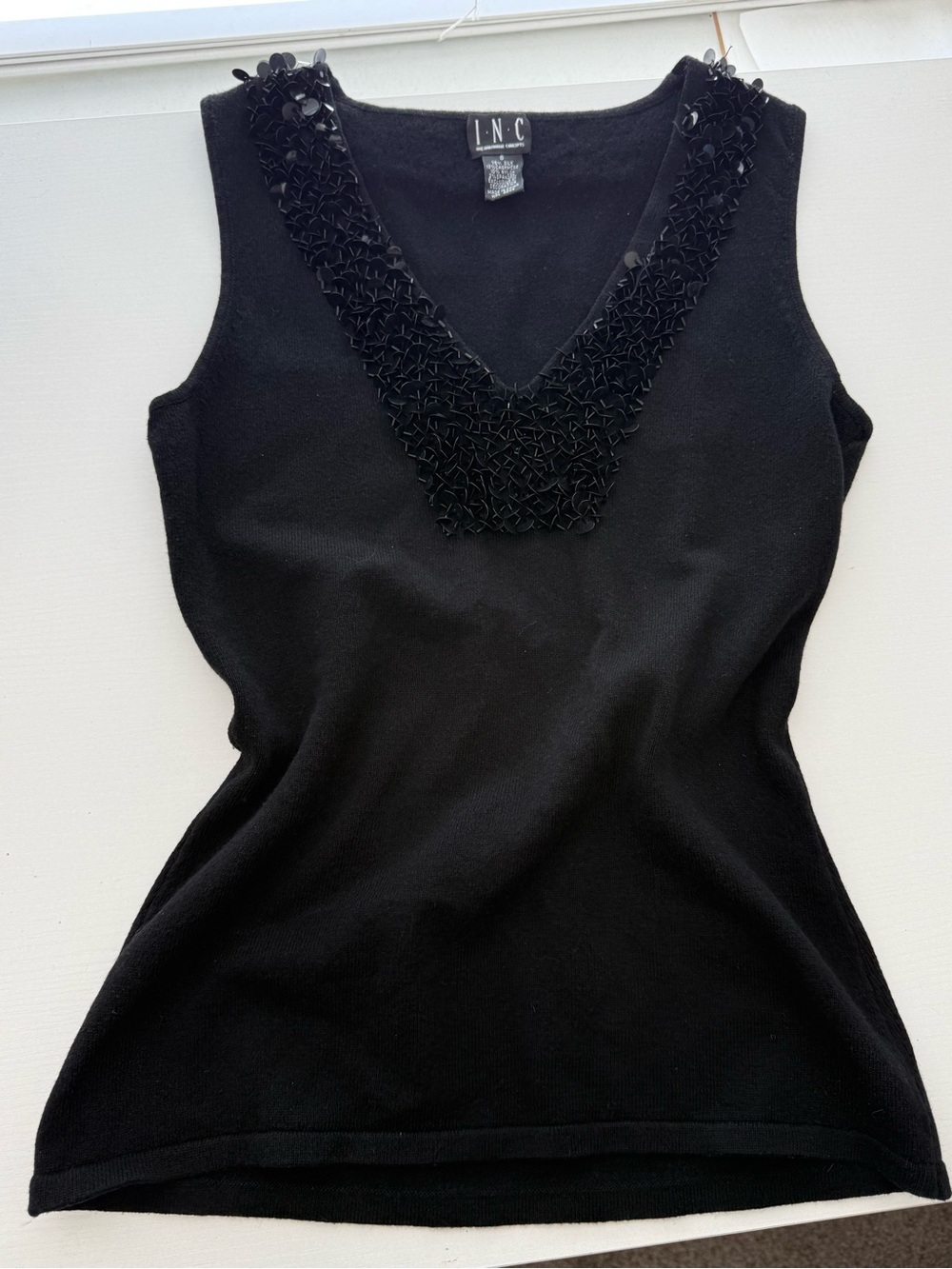 I.N.C Silk Cashmere Sequin Top 2000s winter Clubwear Small Whimsigoth